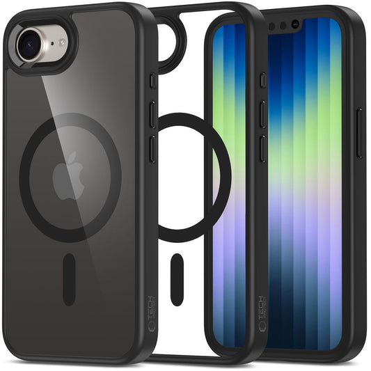 Coque MagSafe pour Apple iPhone 16e, Tech-Protect, Magmat Clear, Noire