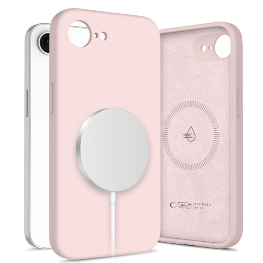 Étui MagSafe pour Apple iPhone 16e, Tech-Protect, Silicone Liquide, Rose