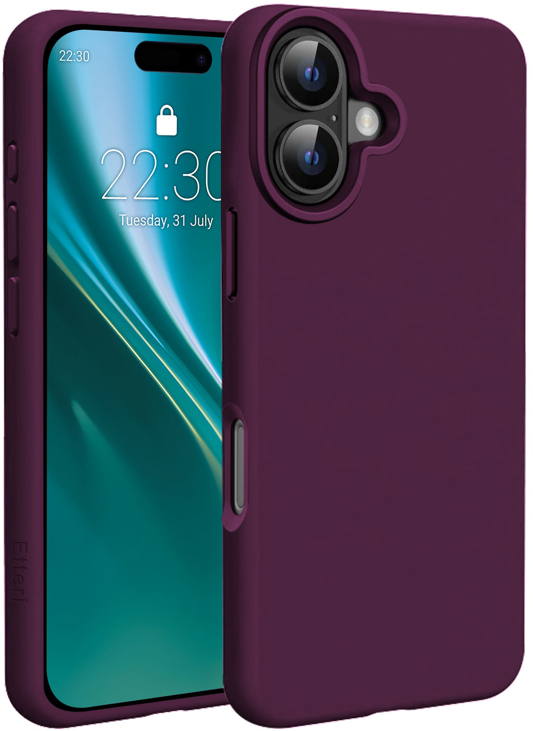 Coque MagSafe pour Apple iPhone 16, Etteri, Silicone Mag, Bordeaux