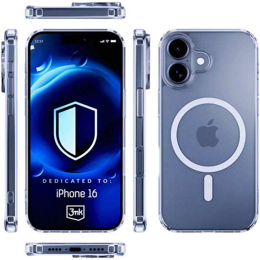 Étui MagSafe pour Apple iPhone 16 Plus, 3MK, MagCase, MagCase, Transparent