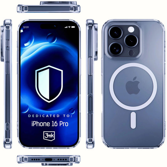 Étui MagSafe pour Apple iPhone 16 Pro, 3MK, MagCase, MagCase, Transparent