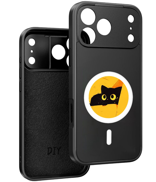 Coque MagSafe pour Apple iPhone 17 Pro Max, OEM, Écran Rond Smart E-Ink, Noire