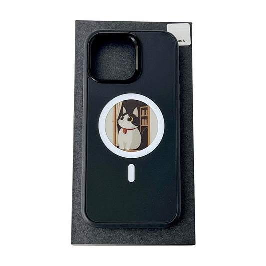 Coque MagSafe pour Apple iPhone 15 Pro Max, OEM, Écran Rond Smart E-Ink, Noire