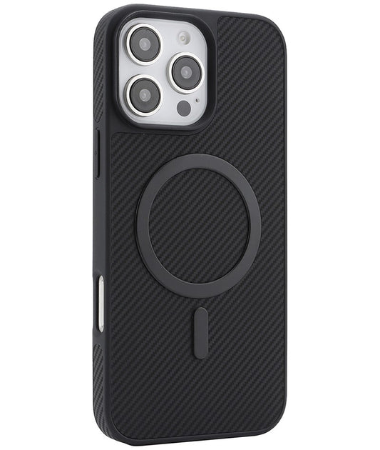 Coque MagSafe pour Apple iPhone 16 Pro Max, OEM, Anneau Métallique en Carbone, Noire