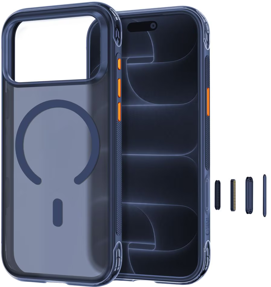 Coque MagSafe pour Apple iPhone 18 Pro / 17 Pro, Tech-Protect, MagAir CC, Bleu Marine Mat