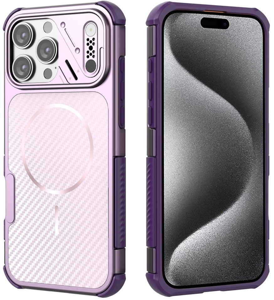 Coque MagSafe pour Apple iPhone 16 Pro, OEM, Protection en carbone et coins, Violet