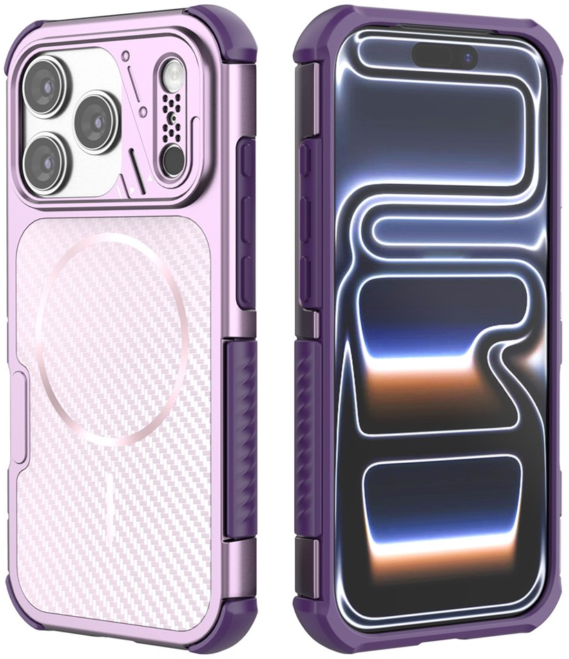 Coque MagSafe pour Apple iPhone 18 Pro / 17 Pro, OEM, Protection en carbone et coins, Violet