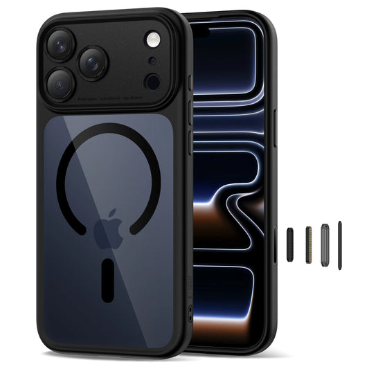 Coque MagSafe pour Apple iPhone 17 Pro Max, Tech-Protect, MagPeak, Noir Transparent