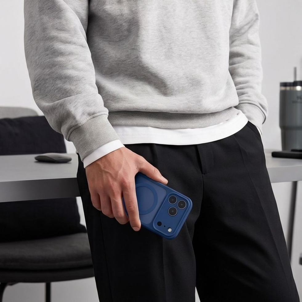 Coque MagSafe pour Apple iPhone 18 Pro Max / 17 Pro Max, Tech-Protect, BasicMag, Bleu Marine Mat