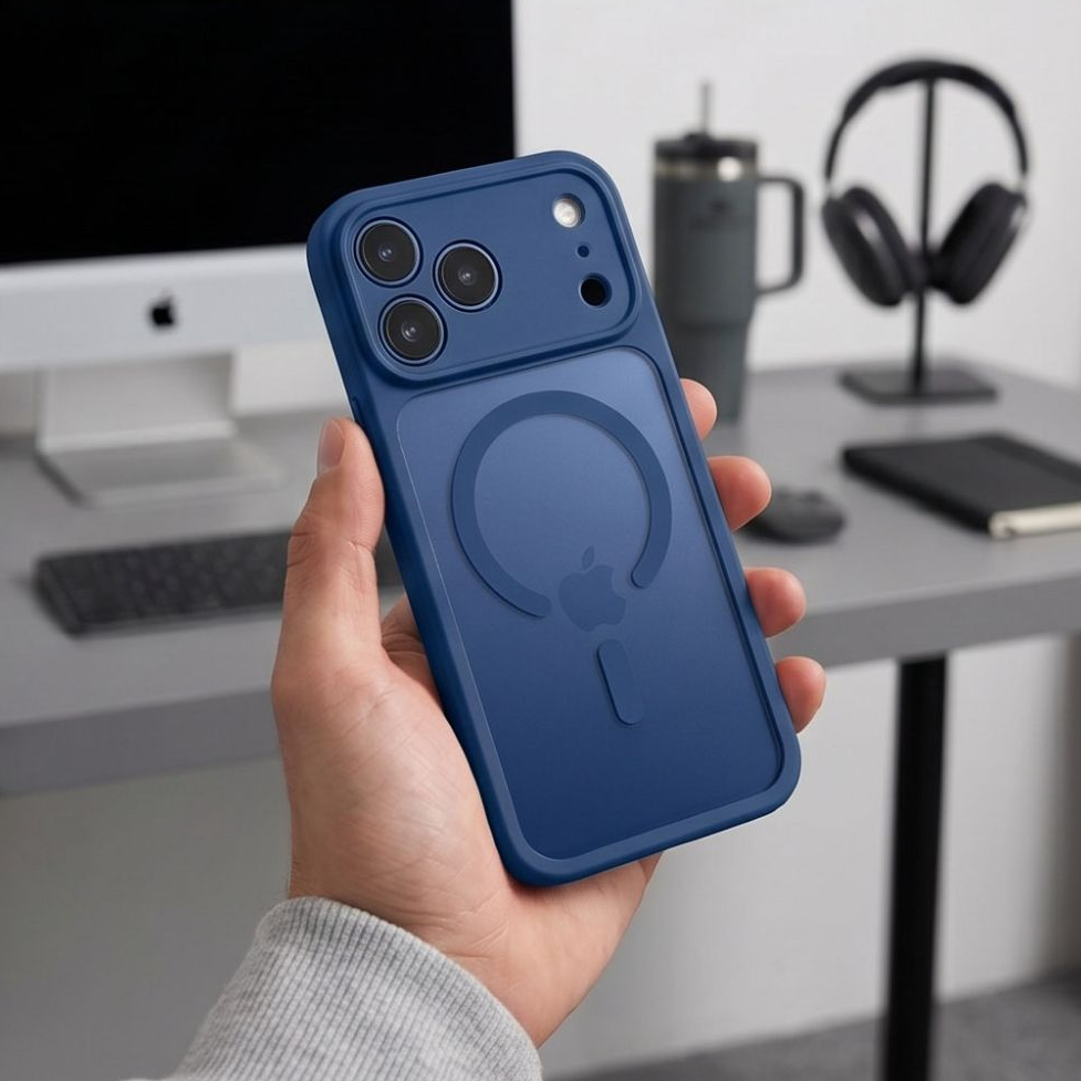 Coque MagSafe pour Apple iPhone 18 Pro / 17 Pro, Tech-Protect, BasicMag, Bleu Marine Mat