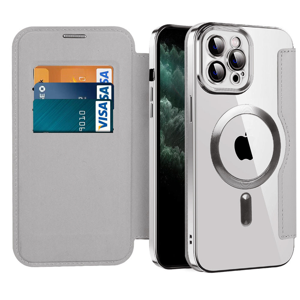 Coque MagSafe pour Apple iPhone 11 Pro Max, Techsuit, SmartMag Book, Gris
