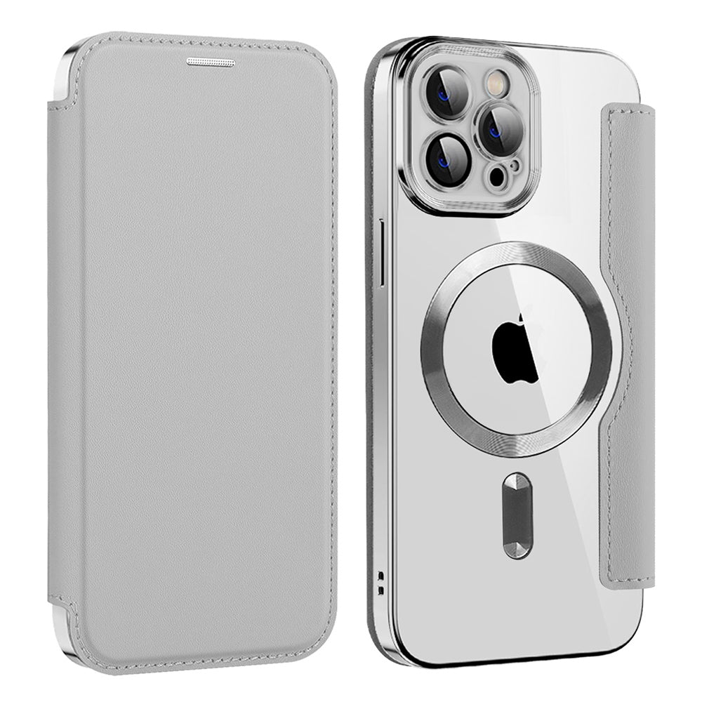 Coque MagSafe pour Apple iPhone 11 Pro Max, Techsuit, SmartMag Book, Gris