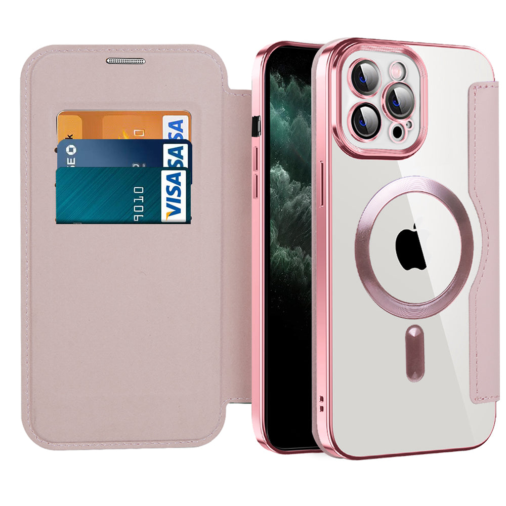 Coque MagSafe pour Apple iPhone 11 Pro Max, Techsuit, SmartMag Book, Rose