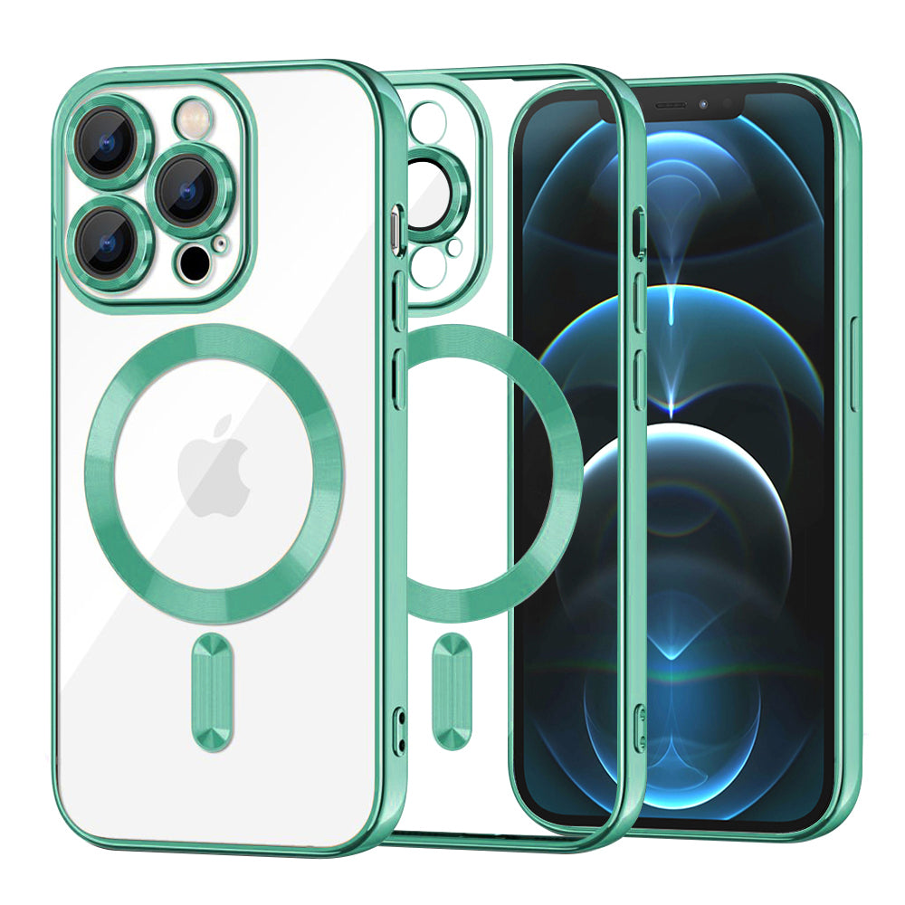 Coque MagSafe pour Apple iPhone 12 Pro Max, Techsuit, Luxury Crystal, Vert Clair