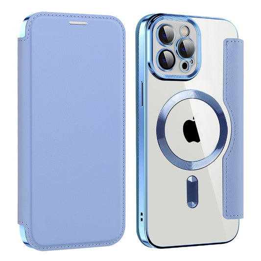 Coque MagSafe pour Apple iPhone 12 Pro Max, Techsuit, SmartMag Book, Bleu