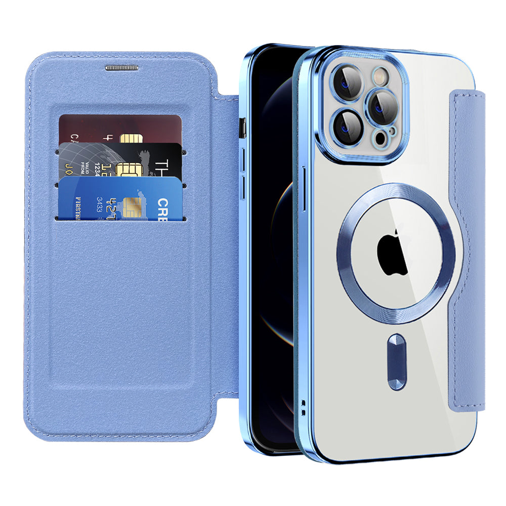 Coque MagSafe pour Apple iPhone 12 Pro Max, Techsuit, SmartMag Book, Bleu