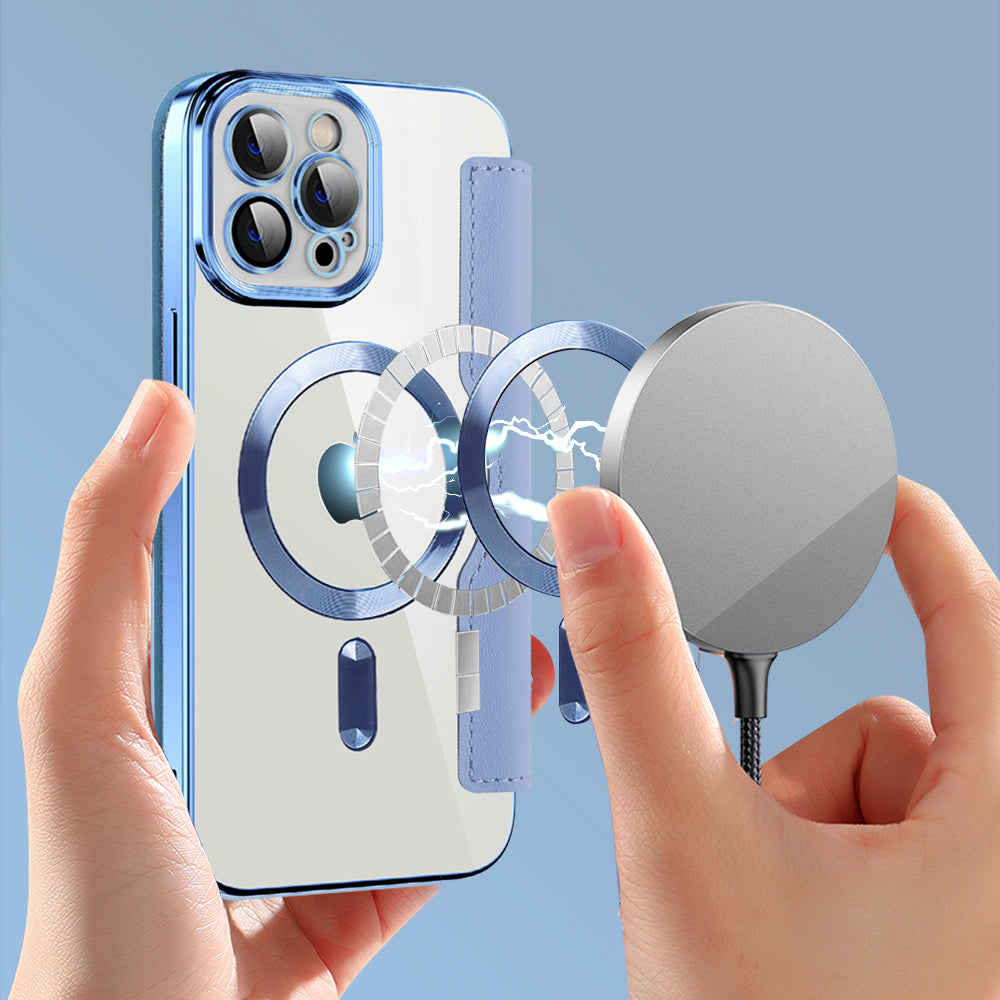 Coque MagSafe pour Apple iPhone 12 Pro Max, Techsuit, SmartMag Book, Bleu