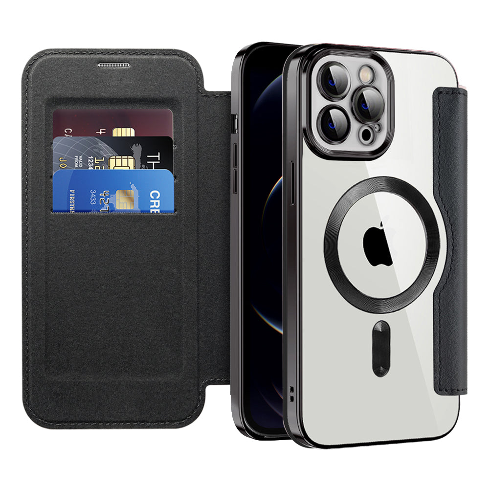 Coque MagSafe pour Apple iPhone 12 Pro Max, Techsuit, SmartMag Book, Noire