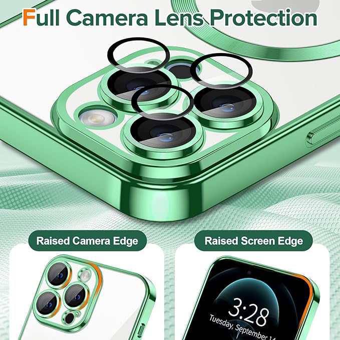Coque MagSafe pour Apple iPhone 12 Pro, Techsuit, Luxury Crystal, Vert Clair