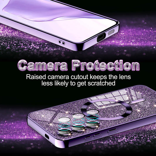 Coque MagSafe pour Apple iPhone 12 Pro, Techsuit, Luxury Glitter, Rouge