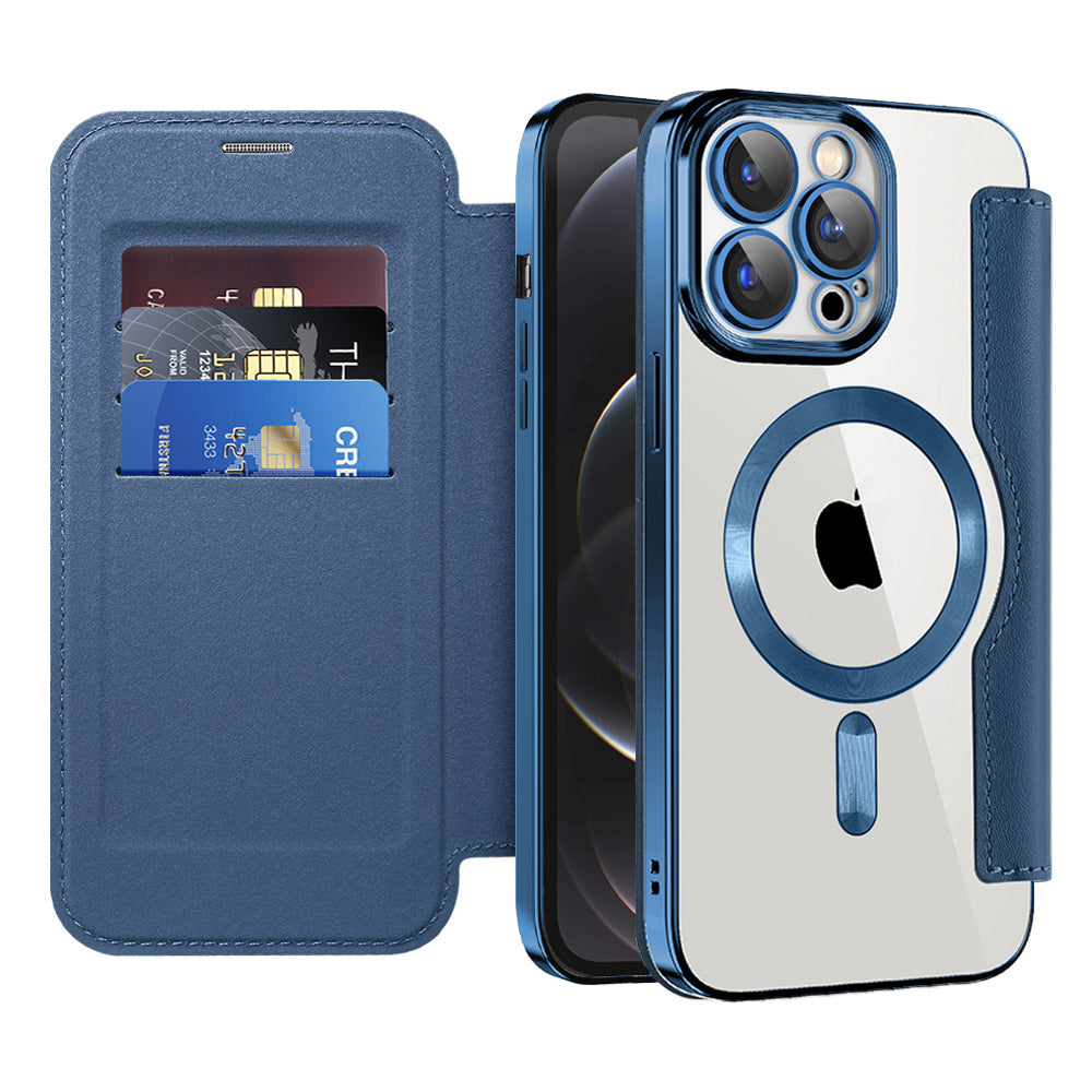 Coque MagSafe pour Apple iPhone 12 Pro, Techsuit, SmartMag Book, Bleue