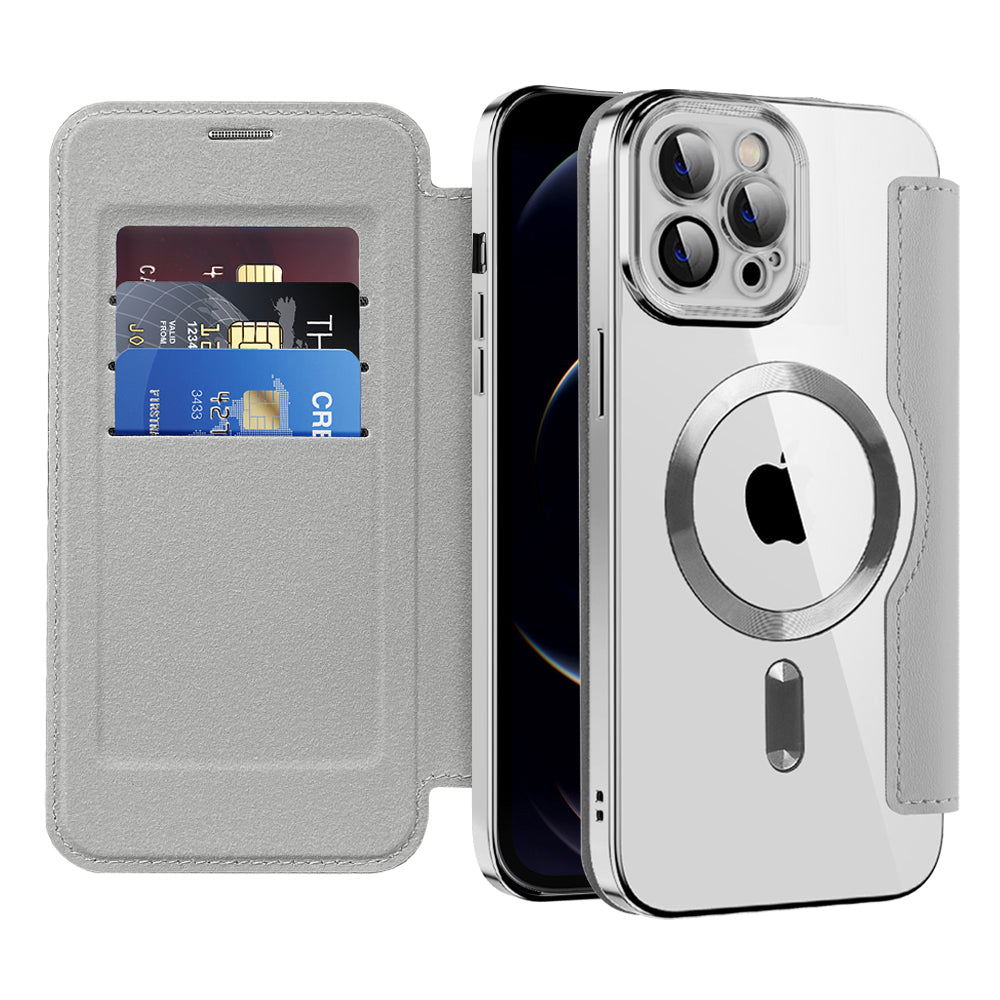 Coque MagSafe pour Apple iPhone 12 Pro, Techsuit, SmartMag Book, Gris
