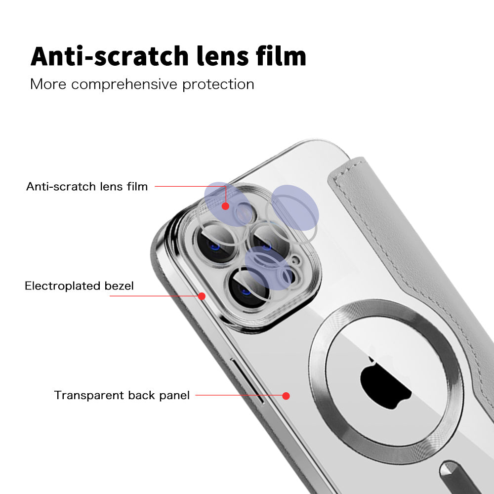 Coque MagSafe pour Apple iPhone 12 Pro, Techsuit, SmartMag Book, Gris