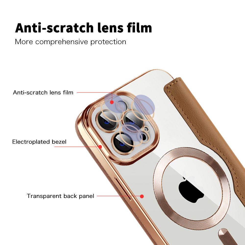 Coque MagSafe pour Apple iPhone 12 Pro, Techsuit, SmartMag Book, Marron