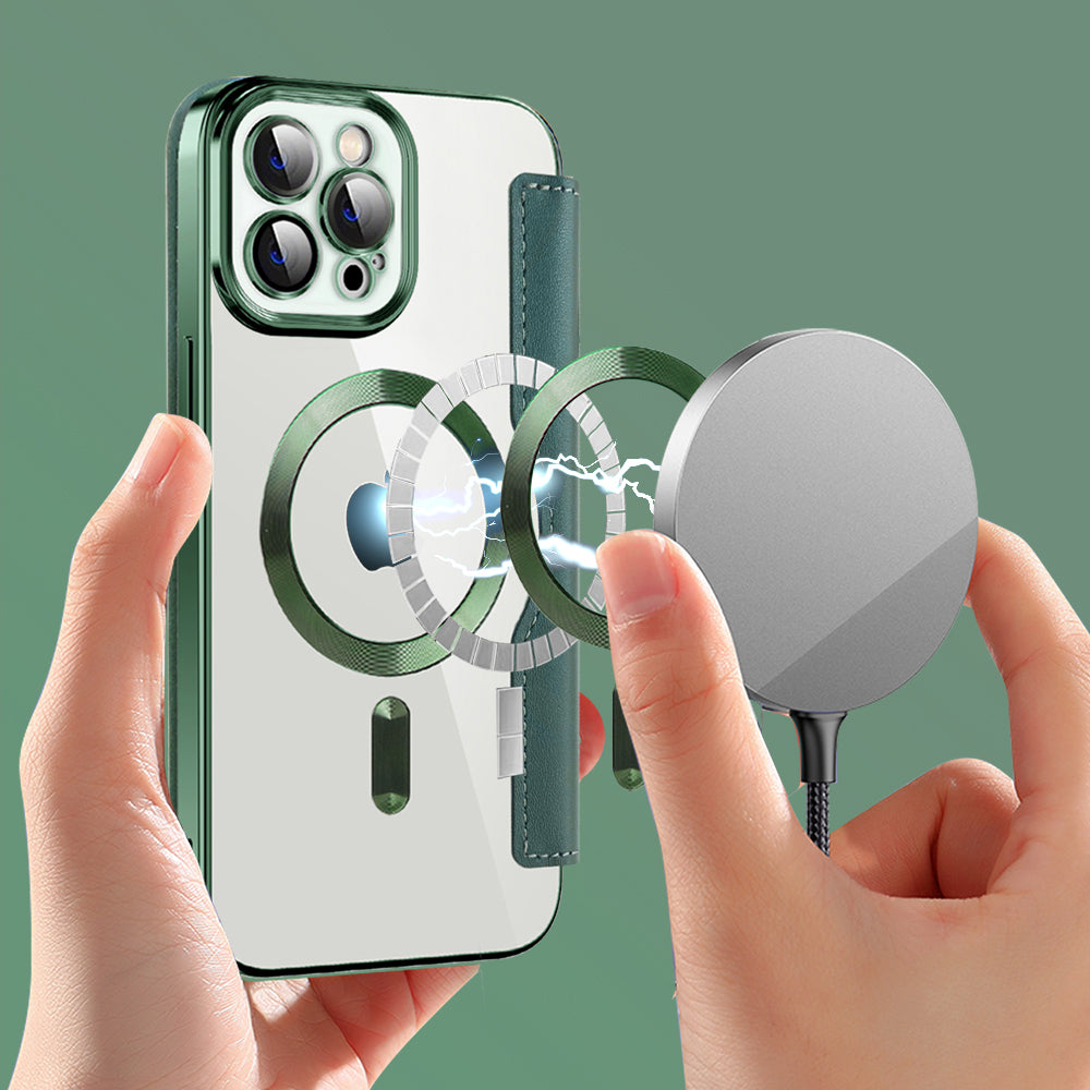 Coque MagSafe pour Apple iPhone 12 Pro, Techsuit, SmartMag Book, Vert
