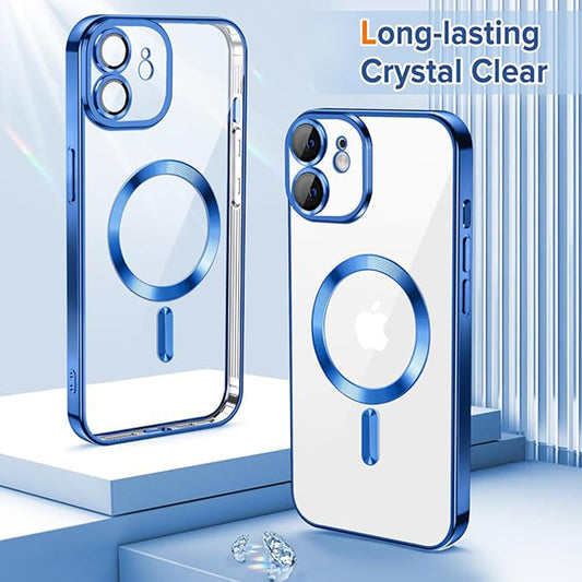 Coque MagSafe pour Apple iPhone 12, Techsuit, Luxury Crystal, Bleu Foncé