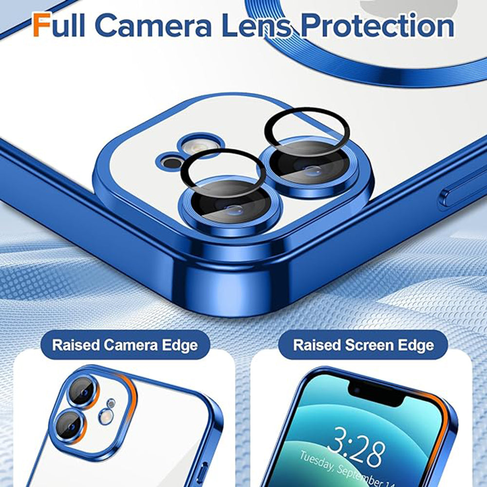 Coque MagSafe pour Apple iPhone 12, Techsuit, Luxury Crystal, Bleu Foncé