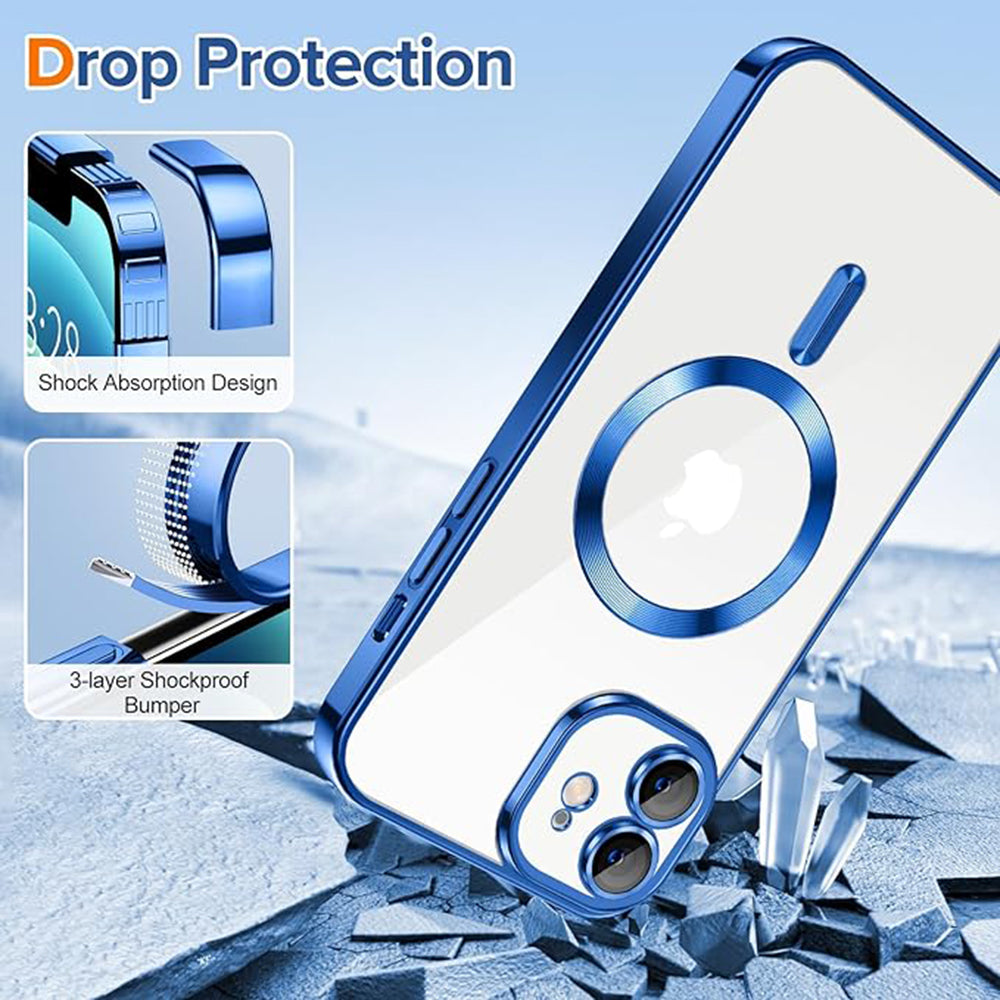 Coque MagSafe pour Apple iPhone 12, Techsuit, Luxury Crystal, Bleu Foncé