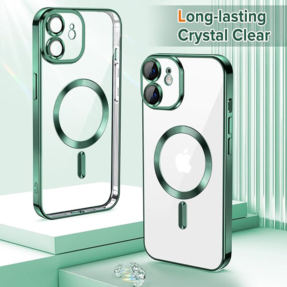 Coque MagSafe pour Apple iPhone 12, Techsuit, Luxury Crystal, Vert Foncé