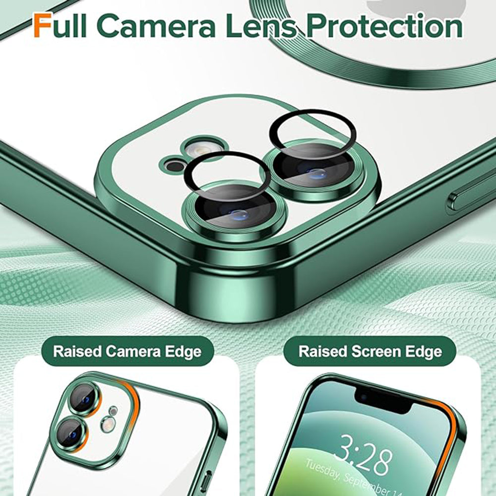 Coque MagSafe pour Apple iPhone 12, Techsuit, Luxury Crystal, Vert Foncé