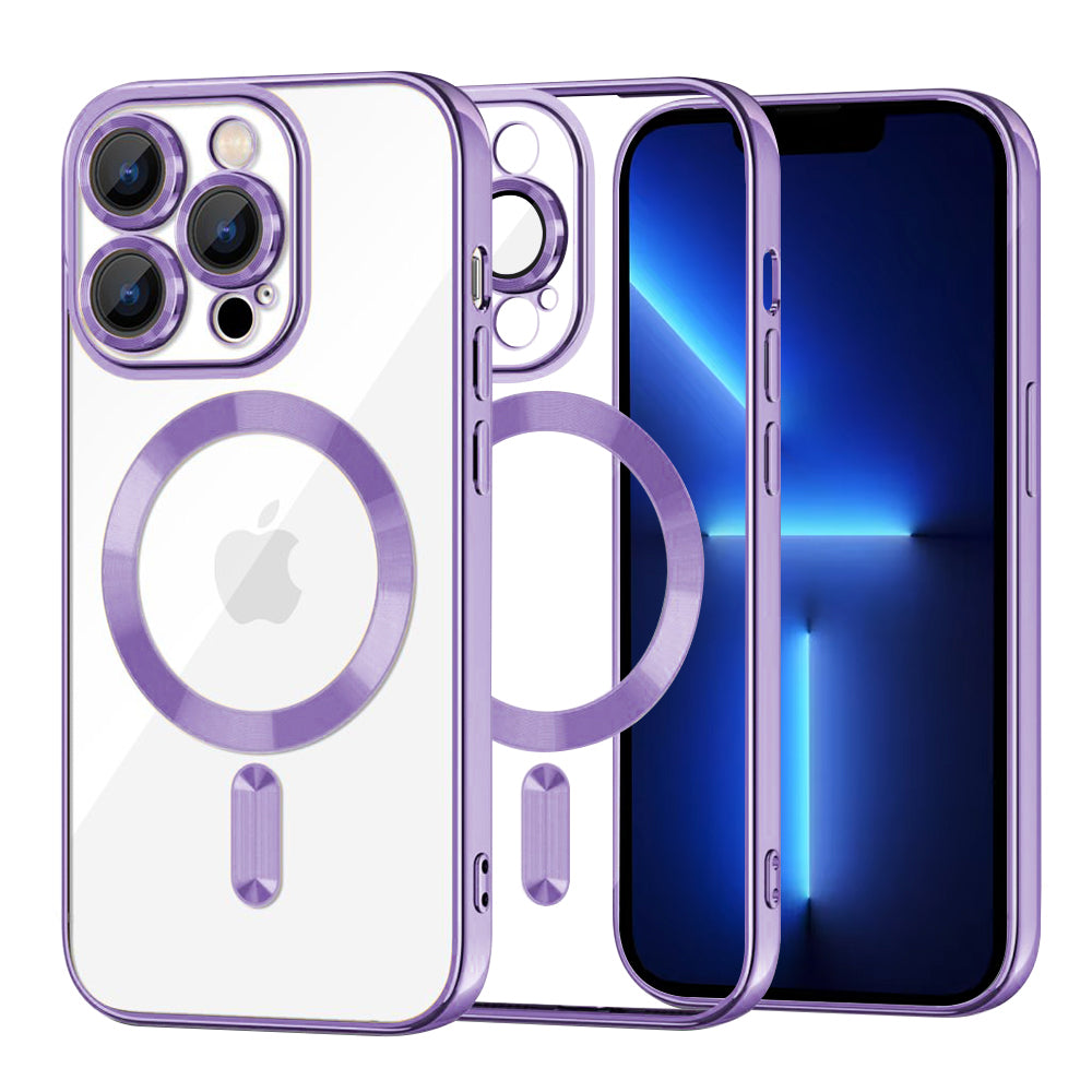 Coque MagSafe pour Apple iPhone 13 Pro Max, Techsuit, Luxury Crystal, Violet Clair