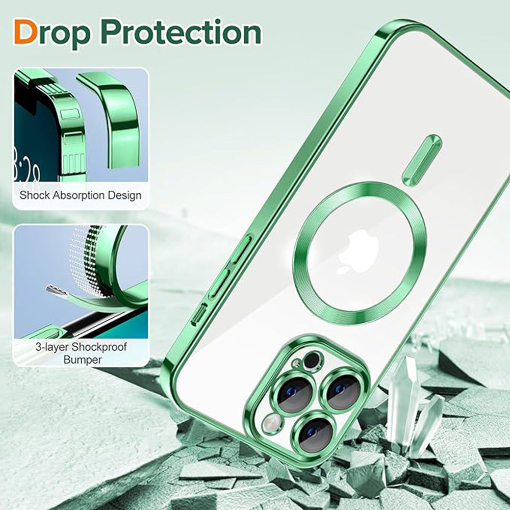 Coque MagSafe pour Apple iPhone 13 Pro Max, Techsuit, Luxury Crystal, Vert Clair