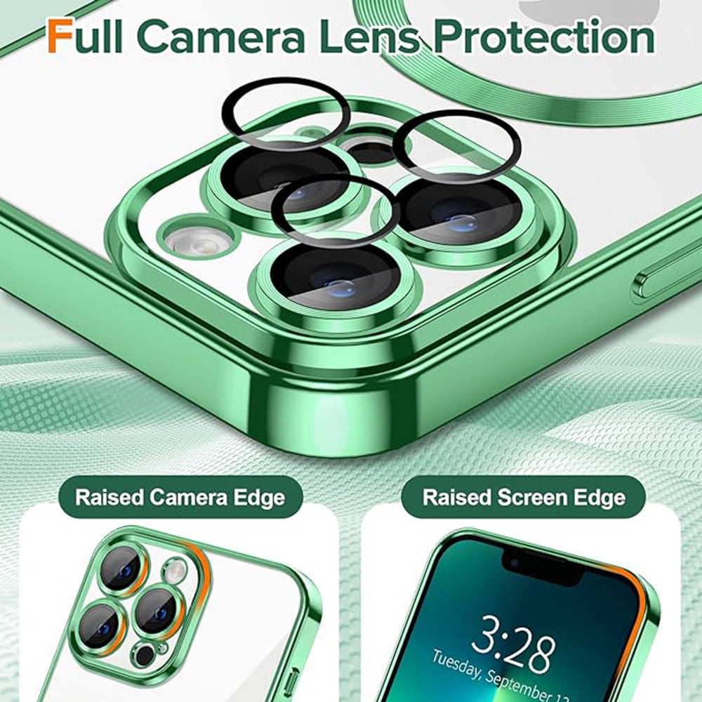 Coque MagSafe pour Apple iPhone 13 Pro Max, Techsuit, Luxury Crystal, Vert Clair
