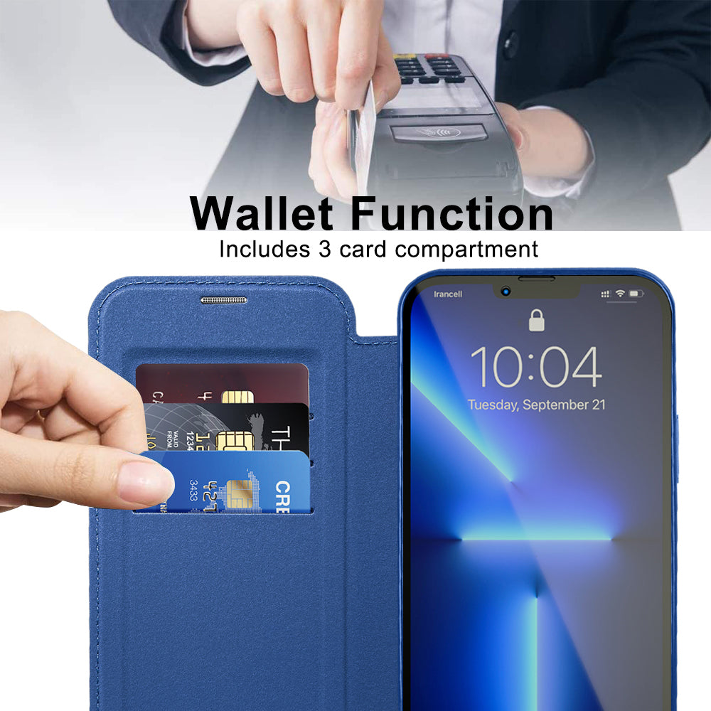 Coque MagSafe pour Apple iPhone 13 Pro Max, Techsuit, SmartMag Book, Bleue