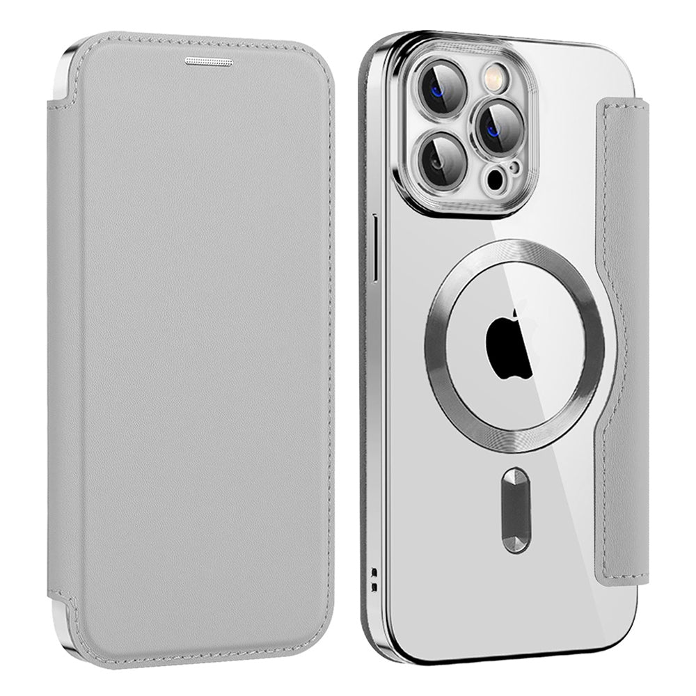 Coque MagSafe pour Apple iPhone 13 Pro Max, Techsuit, SmartMag Book, Gris