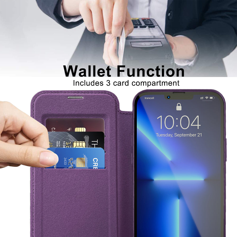 Coque MagSafe pour Apple iPhone 13 Pro Max, Techsuit, SmartMag Book, Violet