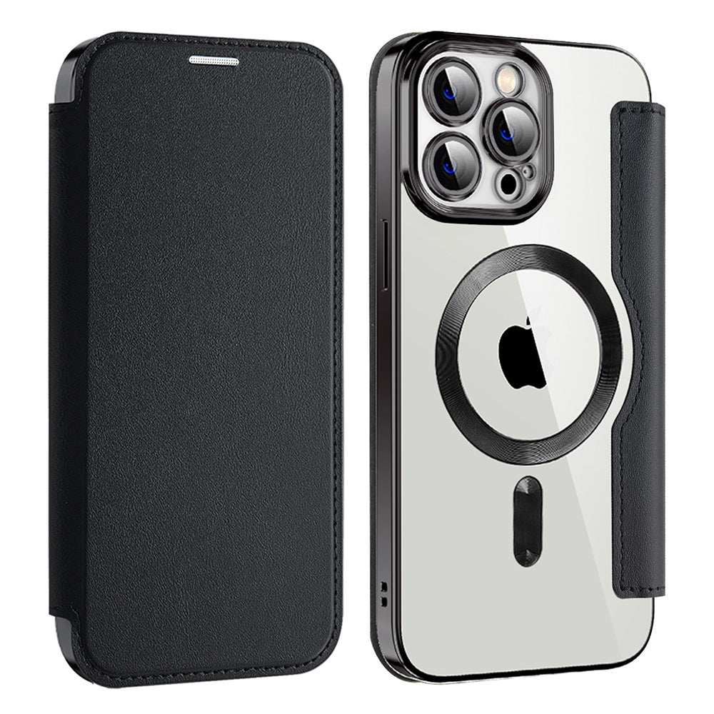 Coque MagSafe pour Apple iPhone 13 Pro Max, Techsuit, SmartMag Book, Noire