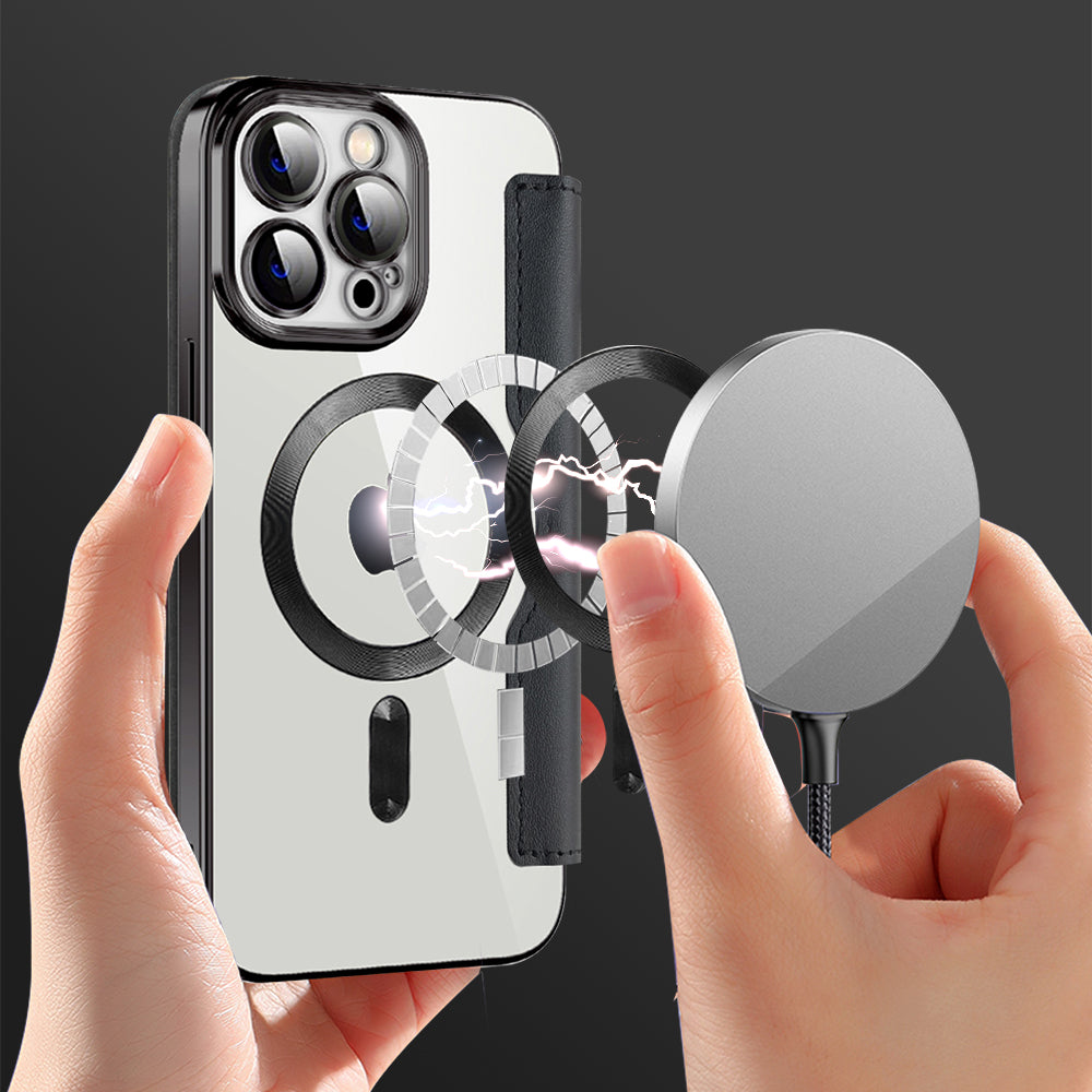 Coque MagSafe pour Apple iPhone 13 Pro Max, Techsuit, SmartMag Book, Noire