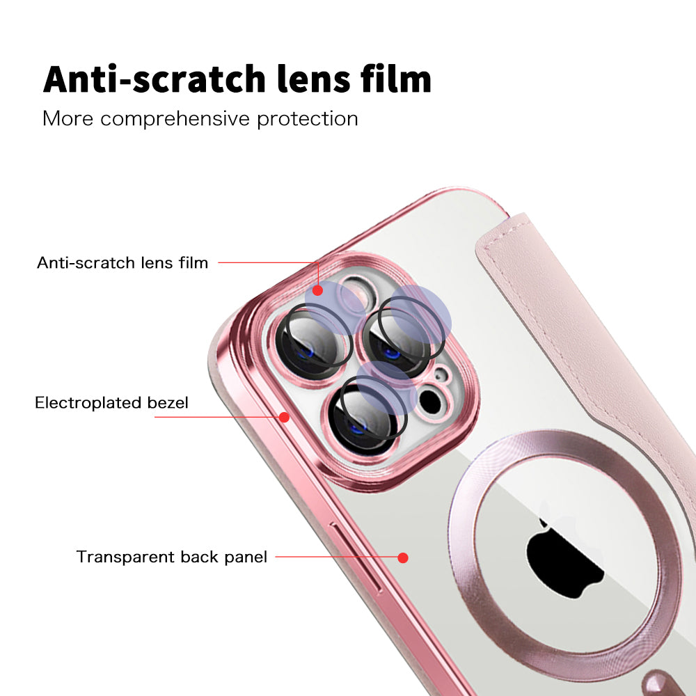 Coque MagSafe pour Apple iPhone 13 Pro Max, Techsuit, SmartMag Book, Rose