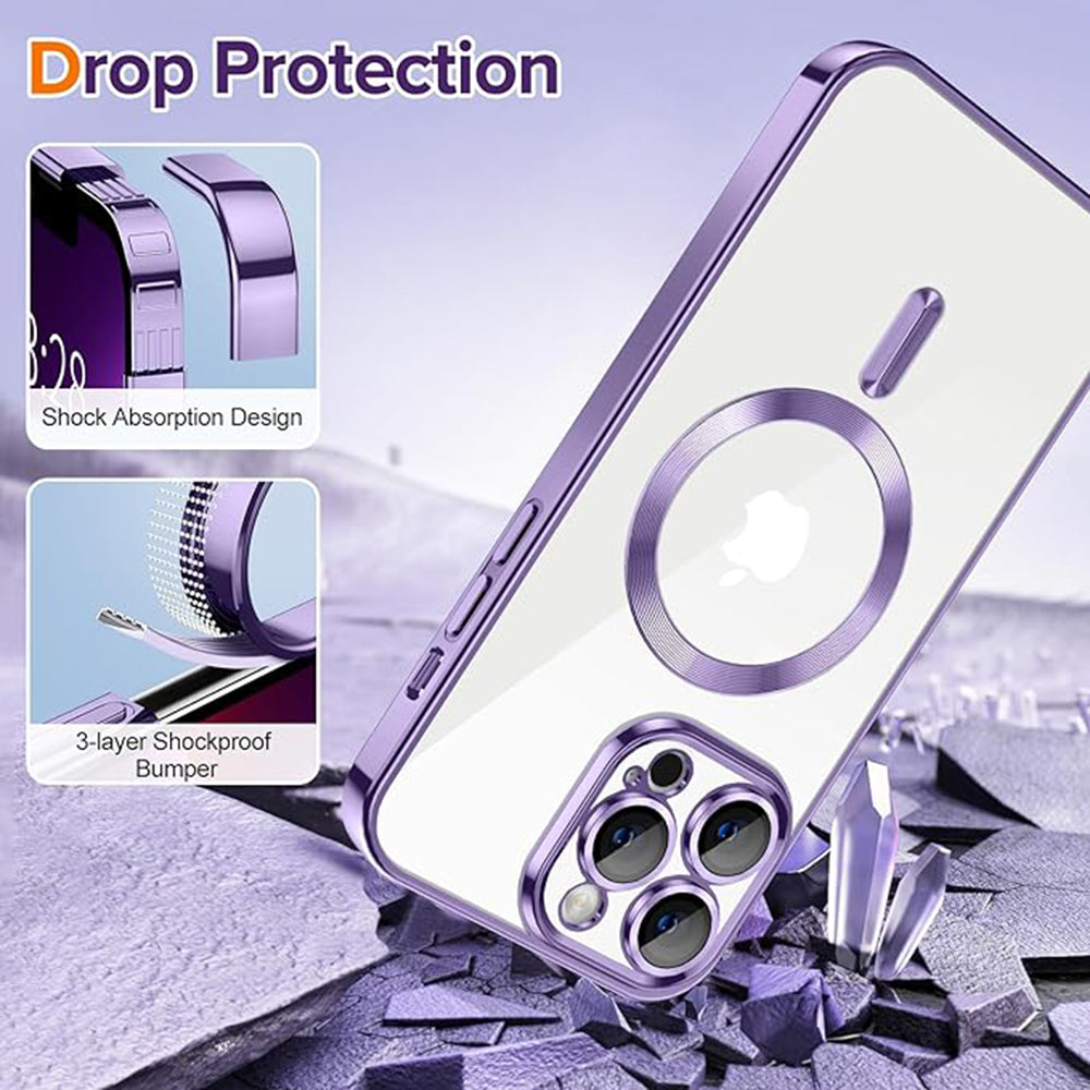Coque MagSafe pour Apple iPhone 13 Pro, Techsuit, Luxury Crystal, Violet Clair
