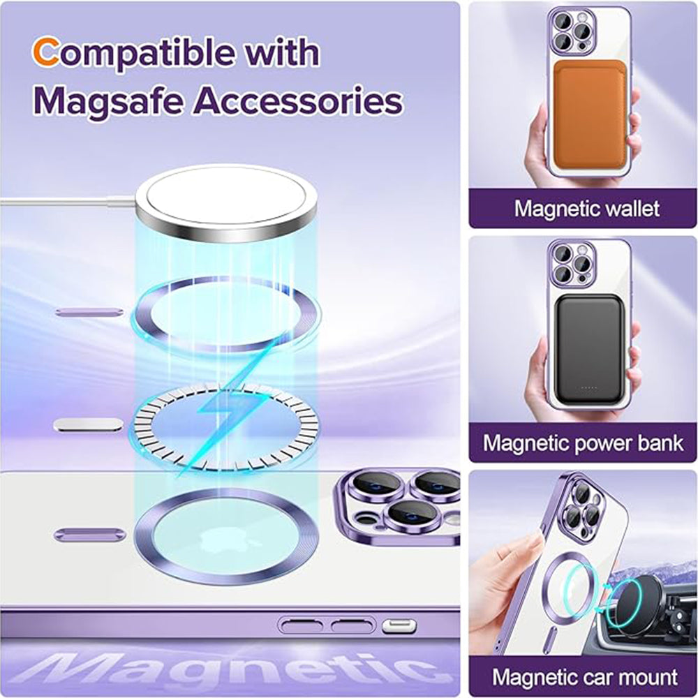 Coque MagSafe pour Apple iPhone 13 Pro, Techsuit, Luxury Crystal, Violet Clair