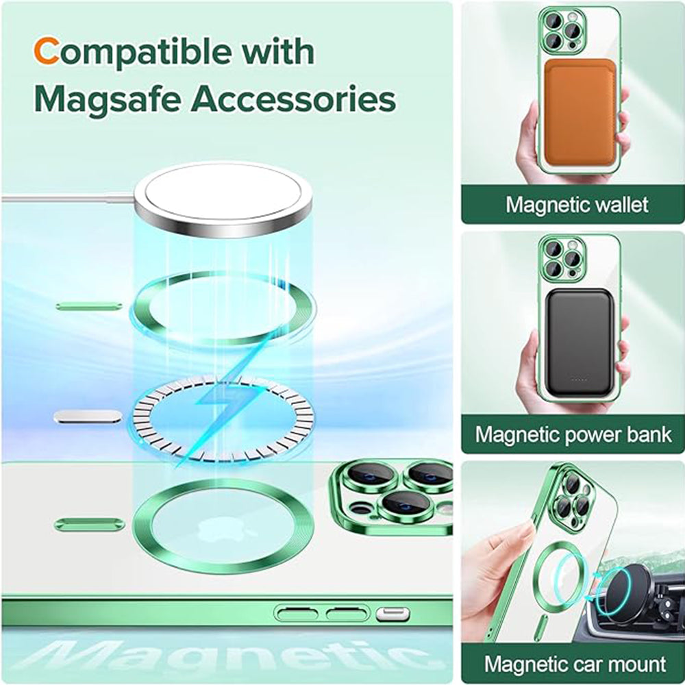 Coque MagSafe pour Apple iPhone 13 Pro, Techsuit, Luxury Crystal, Vert Clair