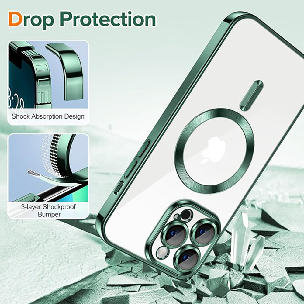 Coque MagSafe pour Apple iPhone 13 Pro, Techsuit, Luxury Crystal, Vert Foncé