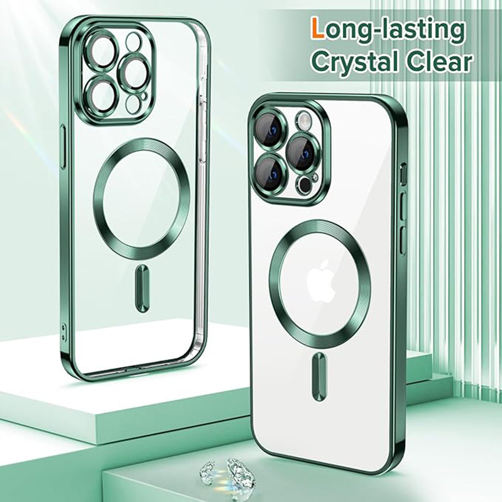 Coque MagSafe pour Apple iPhone 13 Pro, Techsuit, Luxury Crystal, Vert Foncé