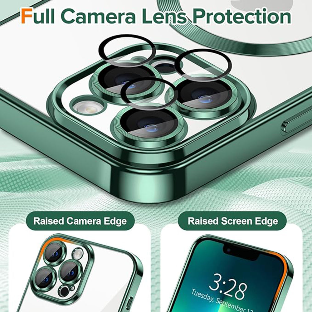 Coque MagSafe pour Apple iPhone 13 Pro, Techsuit, Luxury Crystal, Vert Foncé