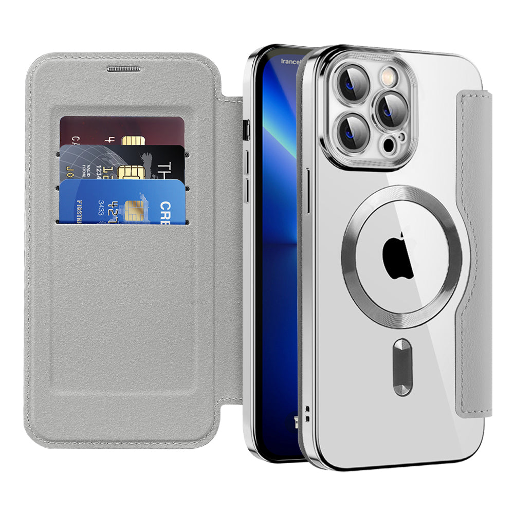 Coque MagSafe pour Apple iPhone 13 Pro, Techsuit, SmartMag Book, Gris